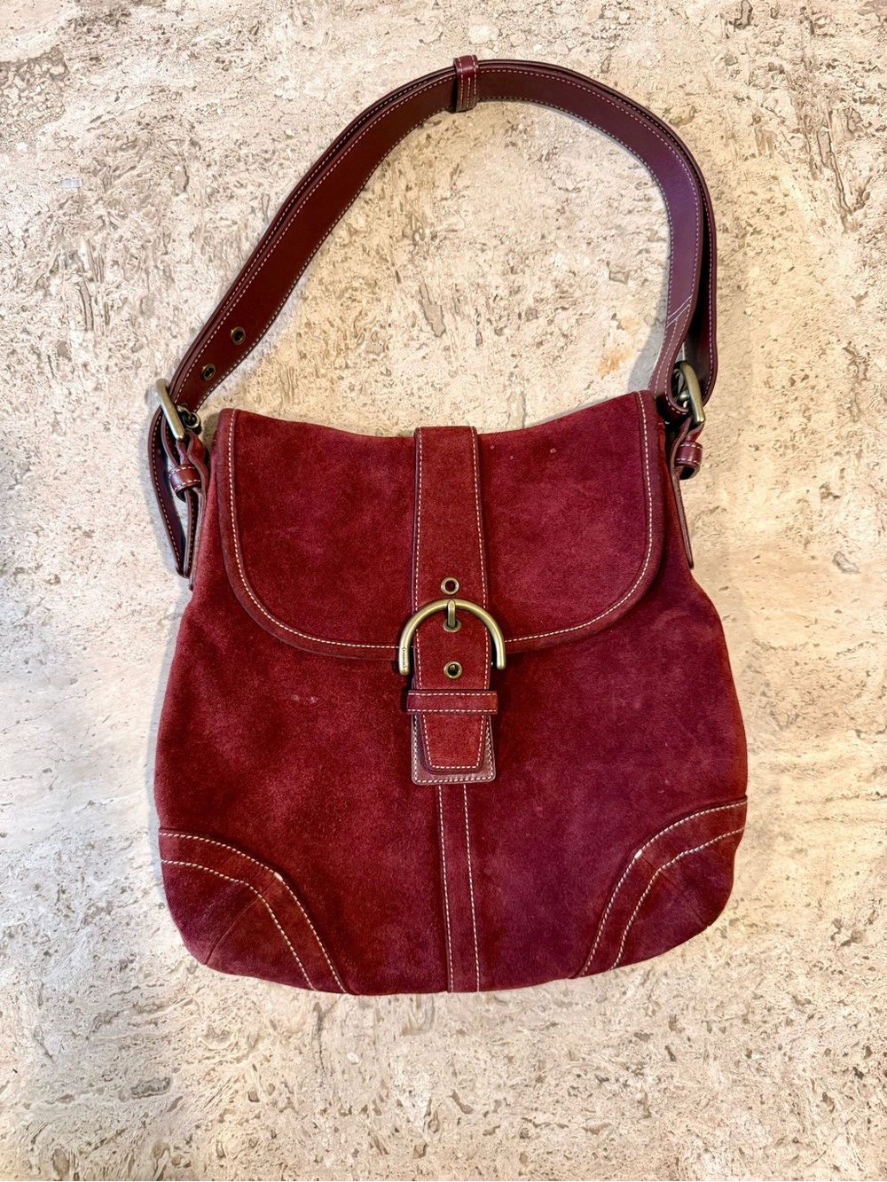 COACH Vintage Y2K Soho Suede Shoulder Bag in Burgundy